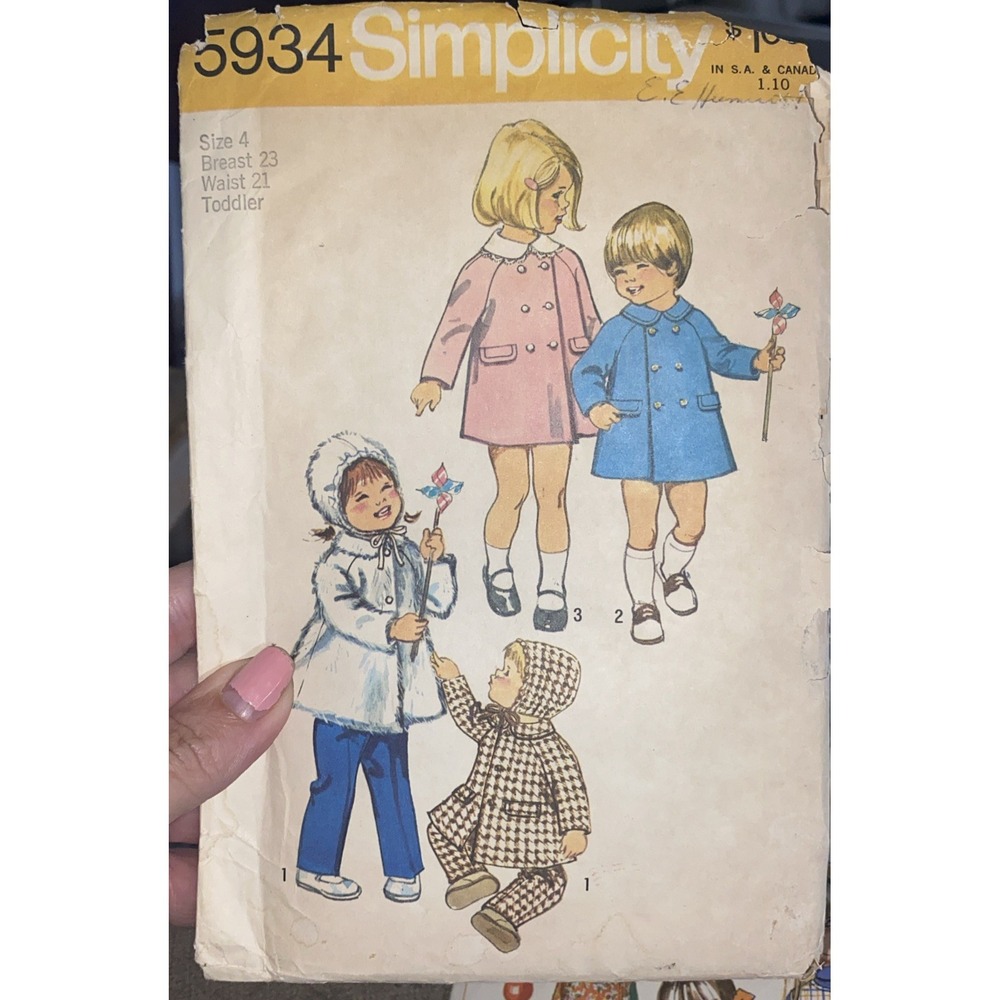 Simplicity 5934 Vintage Toddler Jacket Coat Pants Pattern Size 4 Cut Complete